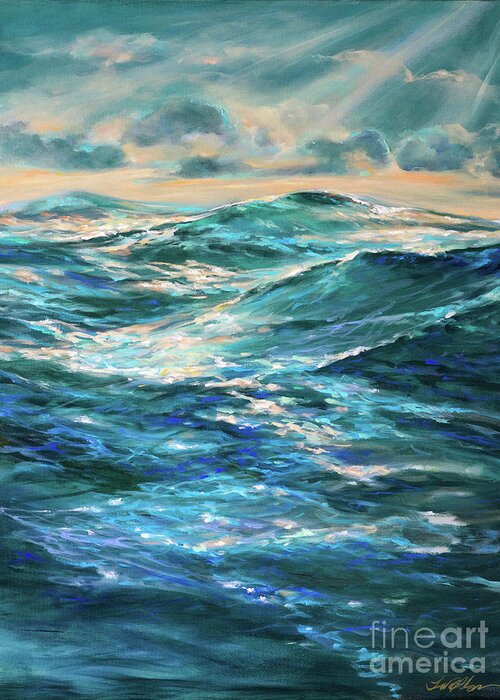 Ocean Greeting Card featuring the painting Calm Before by Linda Olsen