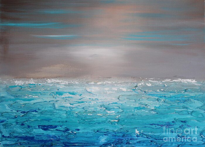 Gray Greeting Card featuring the painting Calm water by Preethi Mathialagan