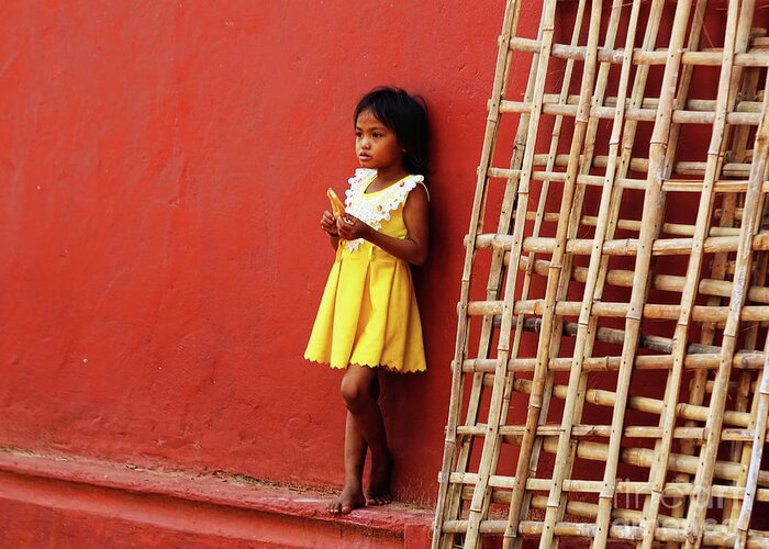 Cambodia Greeting Card featuring the photograph Cambodian girl by Chuck Kuhn