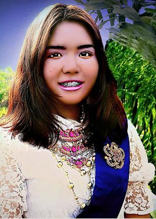 Cambodia Greeting Card featuring the photograph Cambodian Girl in National Dress by Ian Gledhill