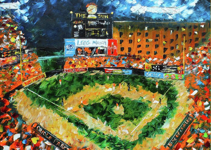 Baseball Greeting Card featuring the painting Camden Yards by Kevin Brown
