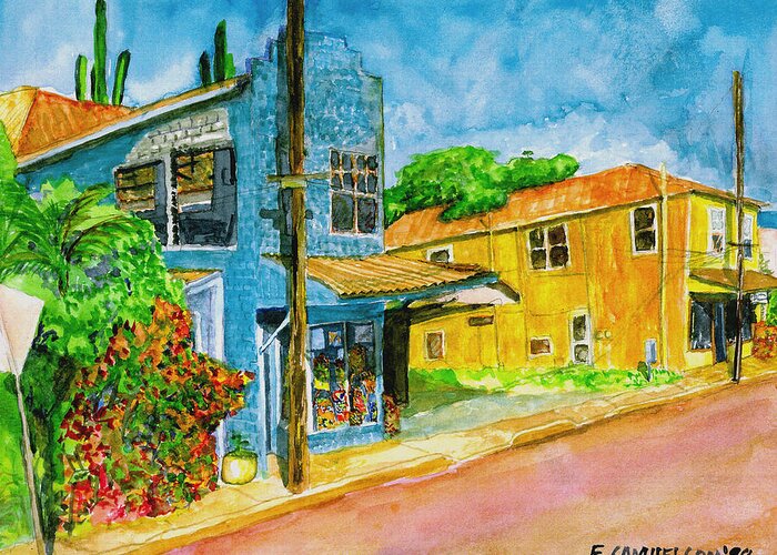Camille Fountaine Greeting Card featuring the painting Camilles Place by Eric Samuelson