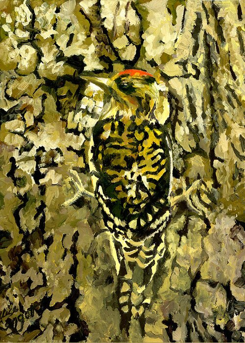 Bird Greeting Card featuring the painting Camouflage by Alice Leggett