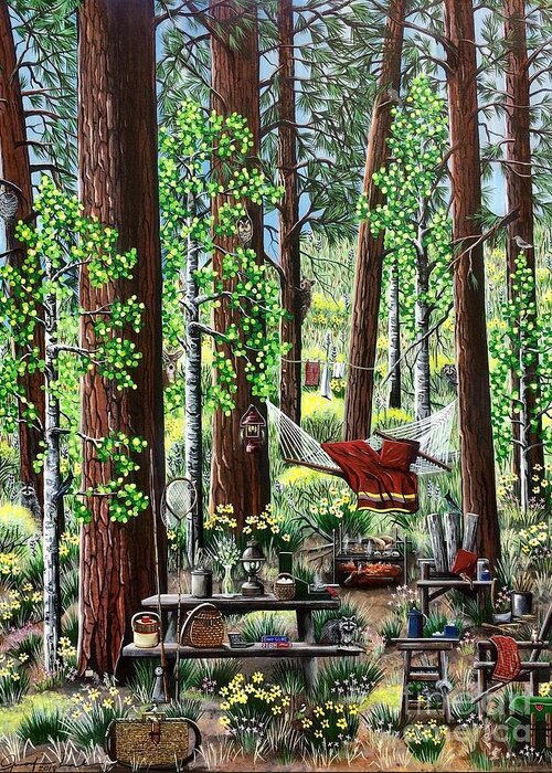 Camping Greeting Card featuring the painting Camping Paradise by Jennifer Lake