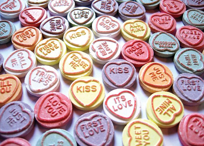 Love Hearts Greeting Card featuring the photograph Candy Love Photography by Michael Tompsett