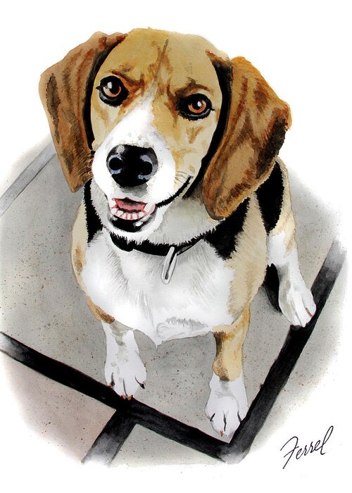 Dog Greeting Card featuring the painting Canine Cutie by Ferrel Cordle