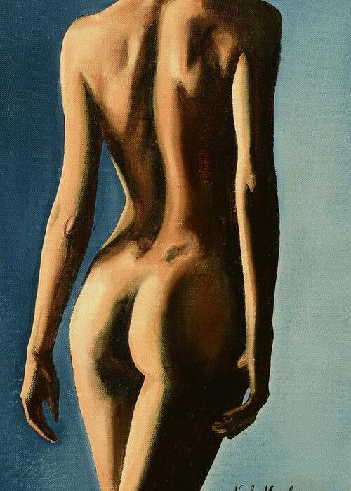 Nude Greeting Card featuring the painting Cannelle by Nicole MARBAISE