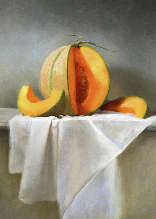 Cantaloupes Greeting Card featuring the painting Cantaloupes by Robert Papp