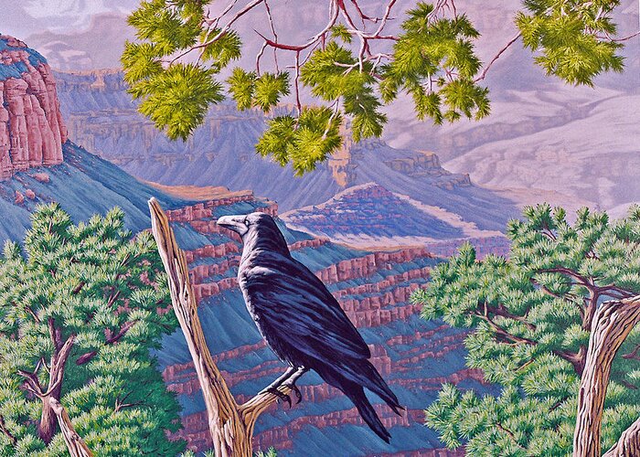 Landscape Greeting Card featuring the painting Canyon Jester by Cheryl Fecht