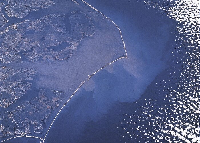 Aerial Greeting Card featuring the photograph Cape Hatteras Islands Seen From Space by Science Source