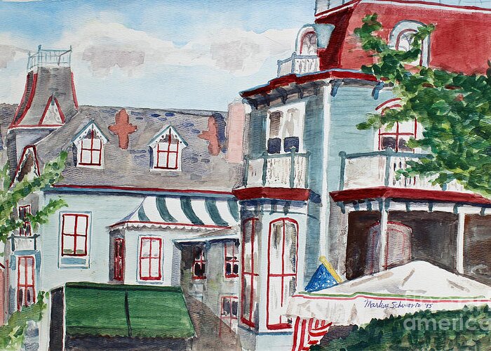 Cape May Greeting Card featuring the painting Cape May Victorian by Marlene Schwartz Massey