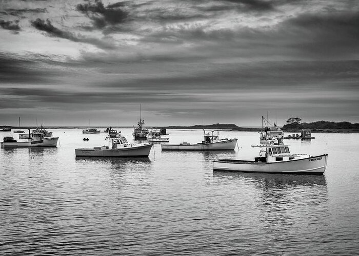 Cape Porpoise Greeting Card featuring the photograph Cape Porpoise Harbor in Black and White by Rick Berk