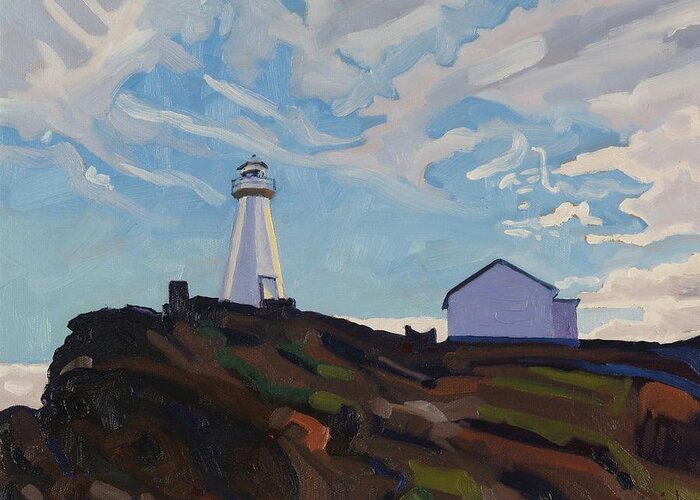 888 Greeting Card featuring the painting Cape Spear Light by Phil Chadwick