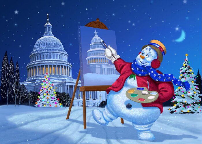 Michael Humphries Greeting Card featuring the painting Capitol Christmas by Michael Humphries