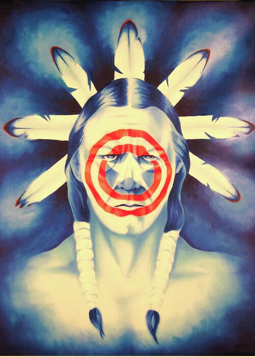 Native American Art Greeting Card featuring the painting Cap'n Native America by Robert Martinez