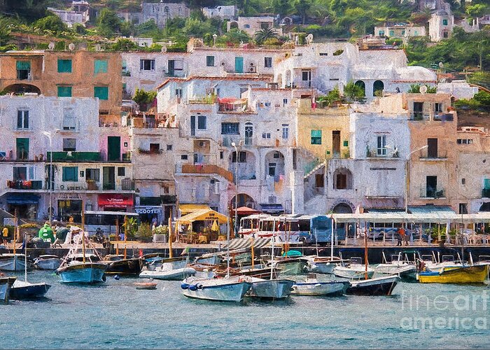 Capri Greeting Card featuring the photograph Capri Boat harbor by Patti Schulze