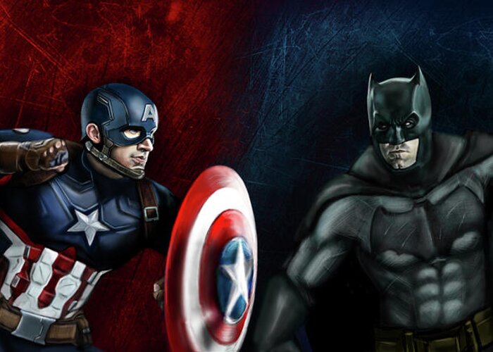 Captain America Vs Batman Greeting Card by Vinny John Usuriello