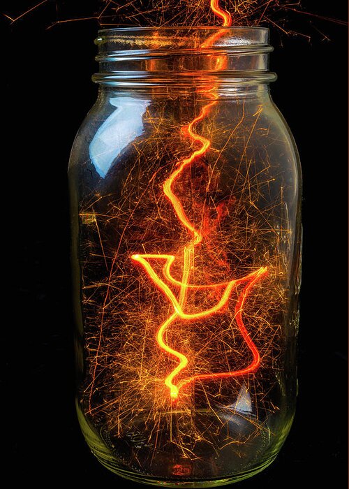 Captured Greeting Card featuring the photograph Captured Energy In A Jar by Garry Gay
