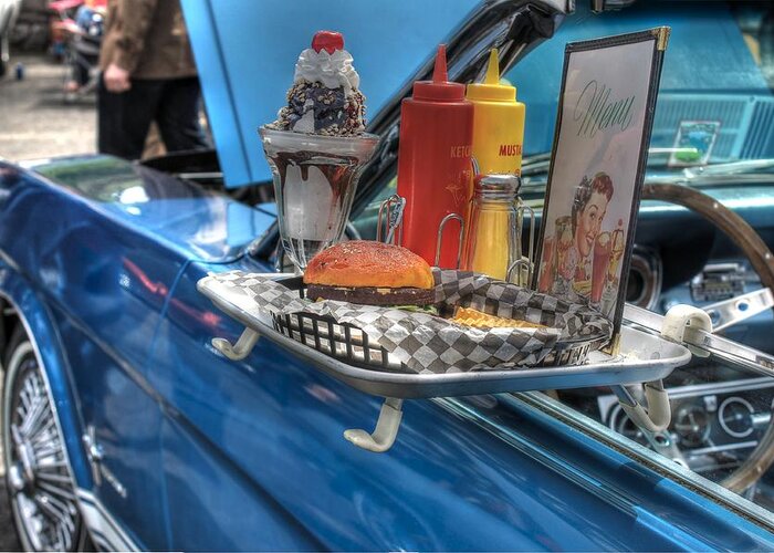 Car Hop Greeting Card featuring the photograph Car Hop Route 66 by Jane Linders