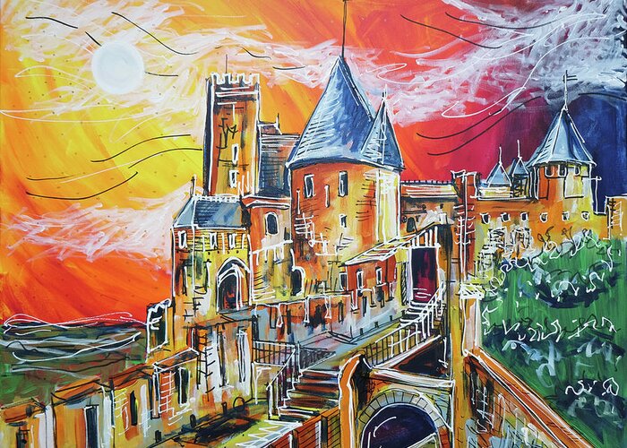 Sultry Greeting Card featuring the painting Carcassonne by Laura Hol
