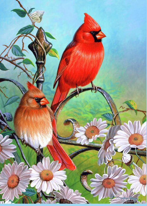 Cardinal Greeting Card featuring the painting Cardinal Day 3 by JQ Licensing