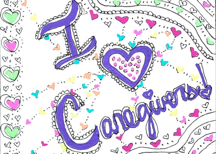 Caregiver Greeting Card featuring the drawing Caring Heart by Carole Brecht