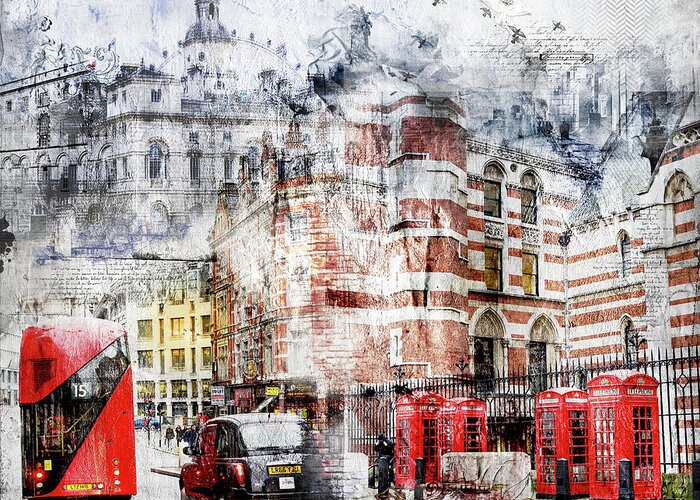 Londonart Greeting Card featuring the digital art Carey Street by Nicky Jameson