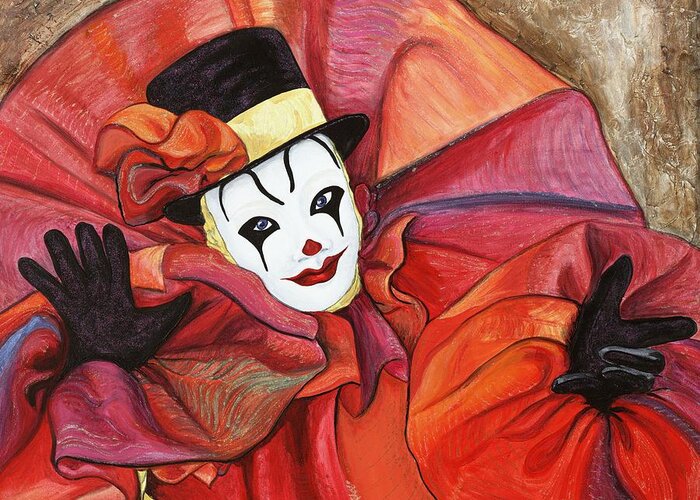 Clown Greeting Card featuring the painting Carnival Clown by Patty Vicknair