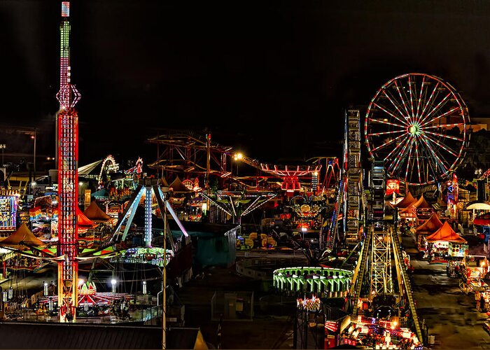 Ferris Wheel Greeting Card featuring the photograph Carnival Midway by Linda Constant