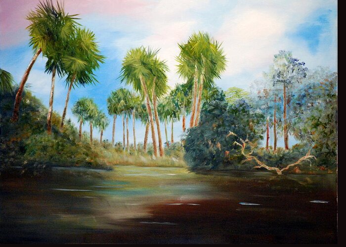 Palms Greeting Card featuring the painting Carolina Breeze by Phil Burton