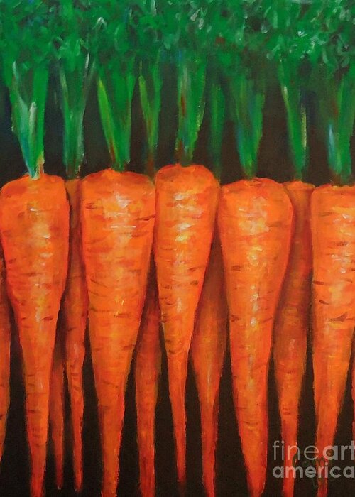 Carrots Greeting Card featuring the painting Carrots by Cami Lee