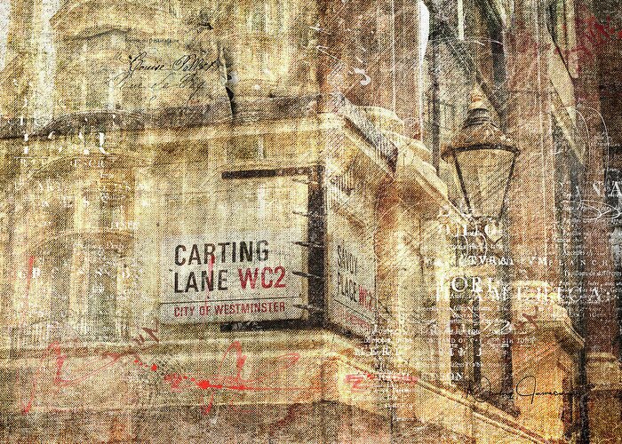 English Greeting Card featuring the digital art Carting Lane, Savoy Place by Nicky Jameson
