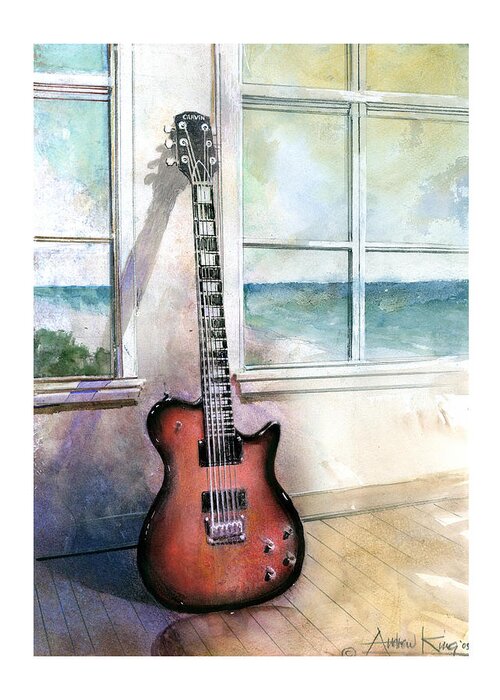 Guitar Greeting Card featuring the painting Carvin Electric Guitar by Andrew King