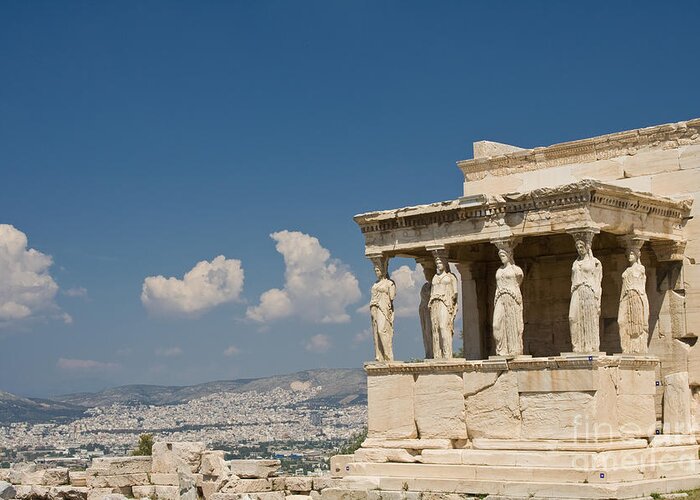 Unesco Greeting Card featuring the photograph Caryatids by Gabriela Insuratelu