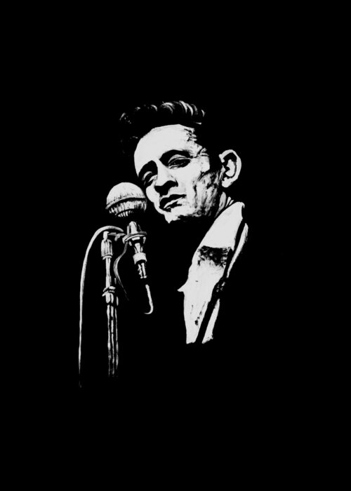 Johnny Cash Print Optimised For T Shirt Greeting Card featuring the painting Cash T Shirt Print by Melissa O Brien