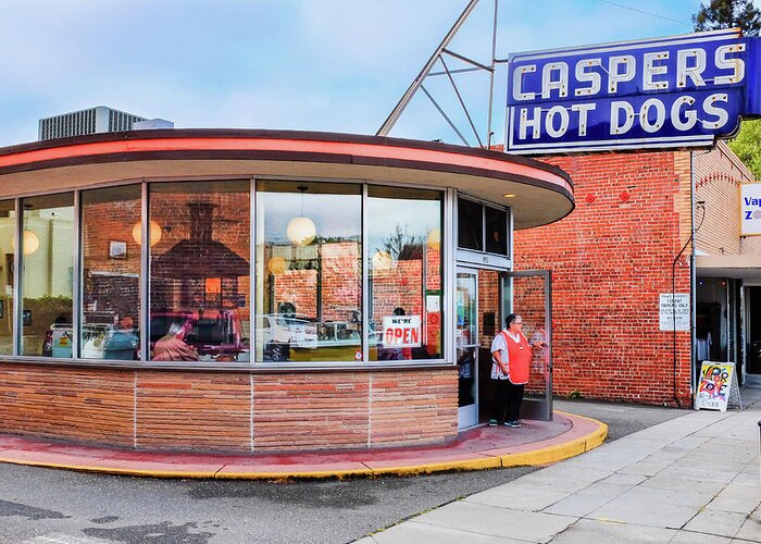 Caspers Hot Dogs Greeting Card featuring the photograph Caspers Hot Dogs Hayward California by Kathy Anselmo