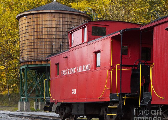 Antiquated Greeting Card featuring the photograph Cass Railroad Caboose by Jerry Fornarotto