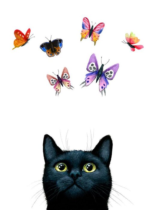 Cat Greeting Card featuring the painting Cat 606 by Lucie Dumas