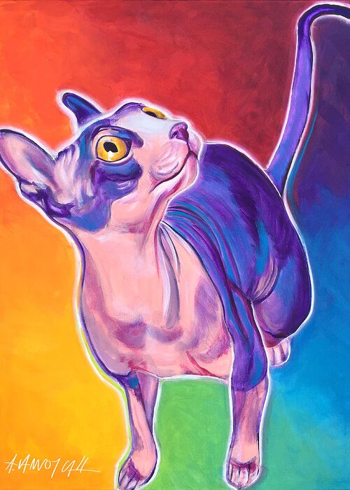 Sphynx Greeting Card featuring the painting Cat - Bree by Dawg Painter