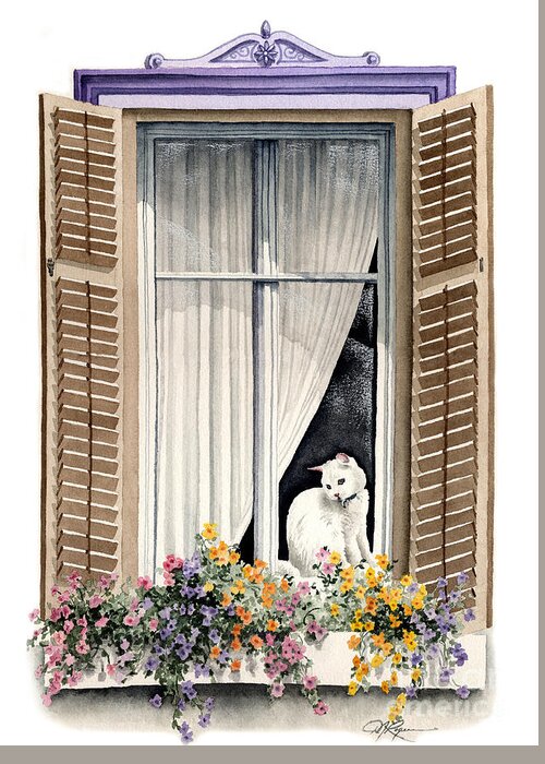 Cat Greeting Card featuring the painting Cat by David Rogers