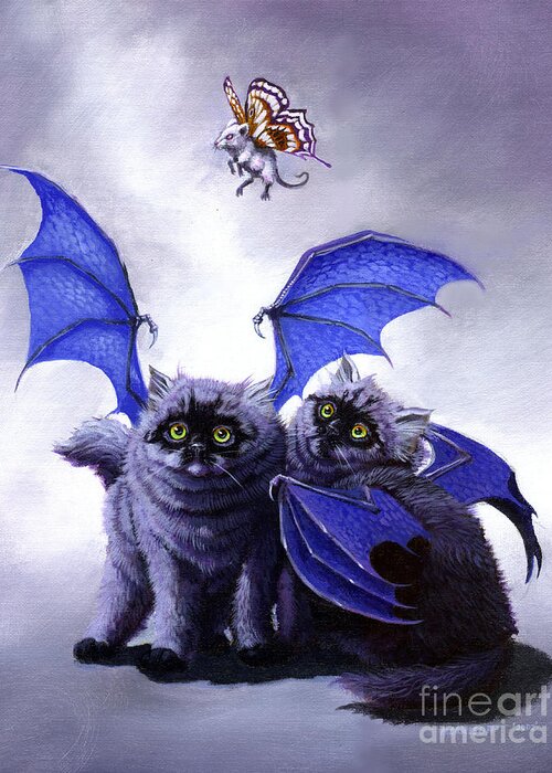 Fantasy Greeting Card featuring the painting Catabat Snack by Stanley Morrison