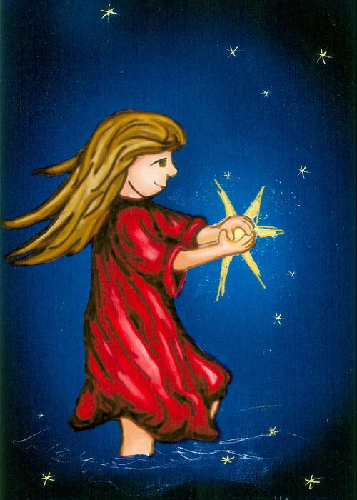 Girl Greeting Card featuring the photograph Catching MoonBeams by Jana Nielsen