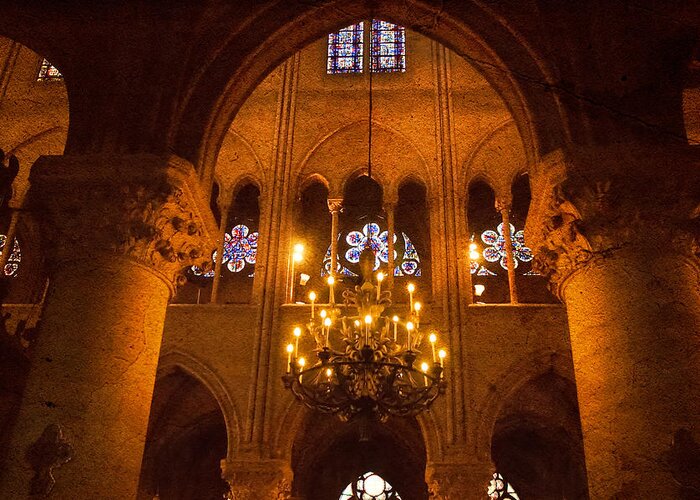 Chandelier Greeting Card featuring the photograph Cathedral Chandelier by Mick Burkey