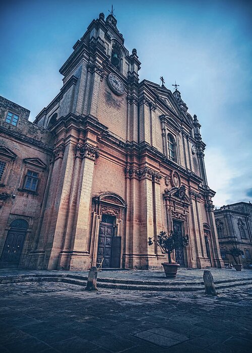Malta Greeting Card featuring the photograph Cathedral Mdina by Nisah Cheatham
