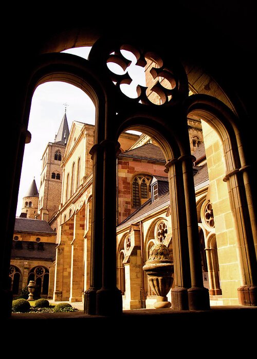 Architecture Greeting Card featuring the photograph Cathedral of Trier Window by Steven Myers