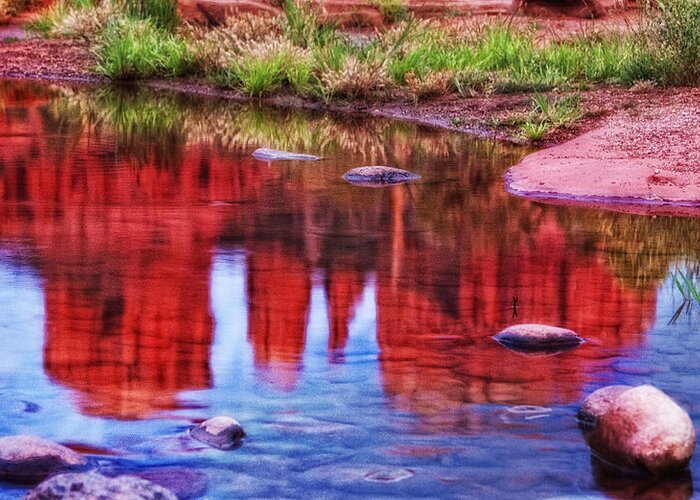 Cathedral Rock Greeting Card featuring the photograph Cathedral Rock Reflection Painterly by Bob Coates