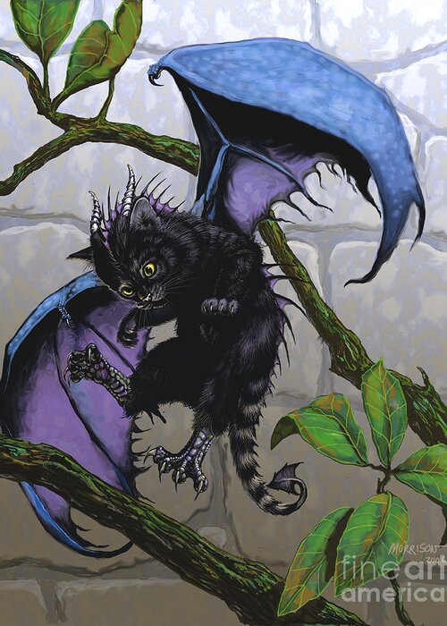 Fantasy Greeting Card featuring the digital art Catragon by Stanley Morrison