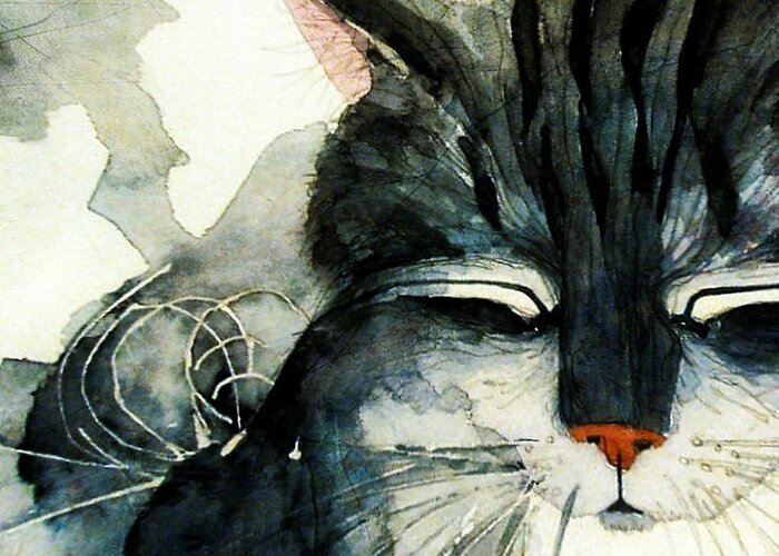 Cat Greeting Card featuring the painting Cats Whiskers by Paul Lovering