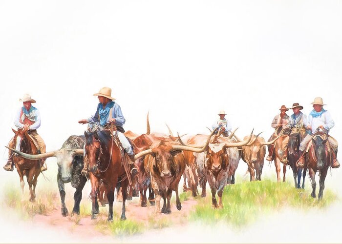 America Greeting Card featuring the photograph Cattle Drive by David and Carol Kelly