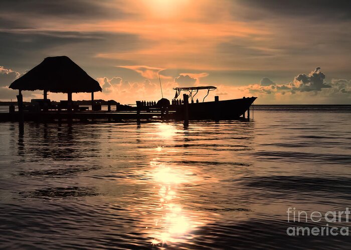 Belize Greeting Card featuring the photograph Caye Caulker at Sunset by Lawrence Burry